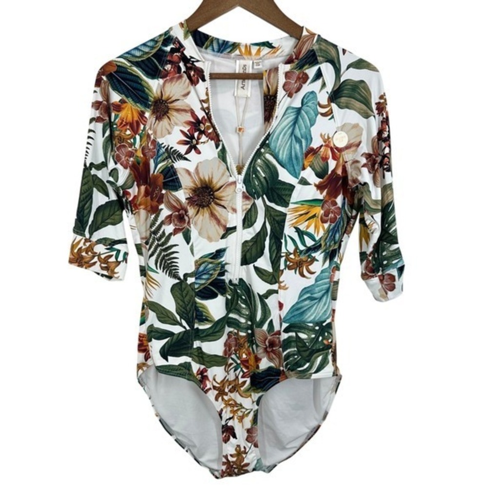 Artesands Into the Saltu Seraut Sunsuit White‎ Floral Size US12 UPF 50+ Swimsuit